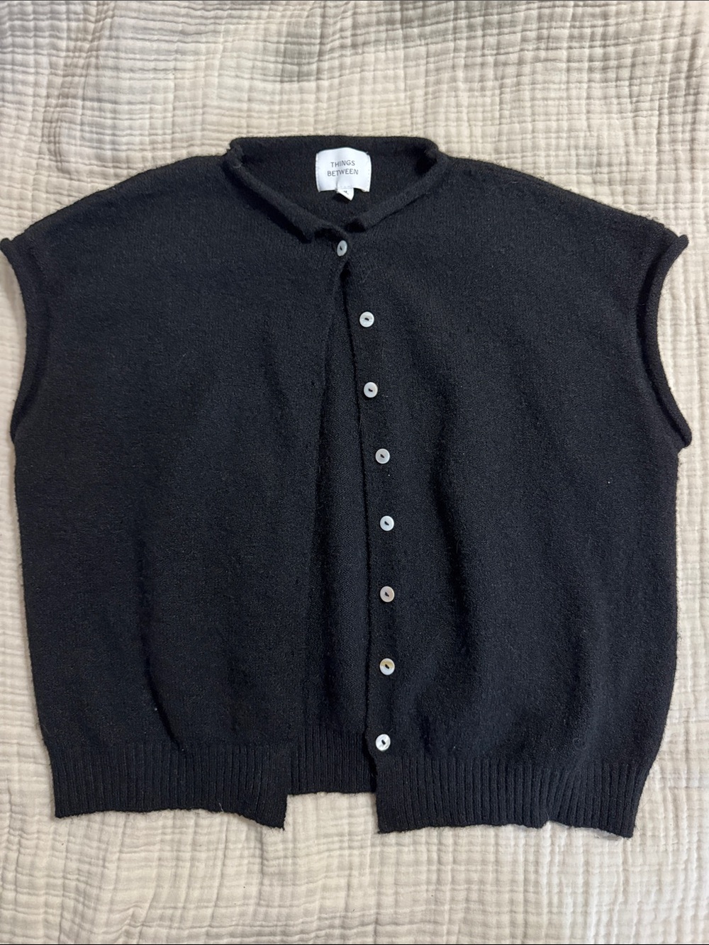 Black Button Front Knit Vest